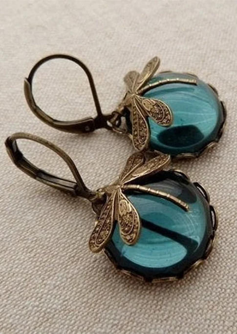 

Vintage Dragonfly Glass Earrings, Multicolor, SCM003522