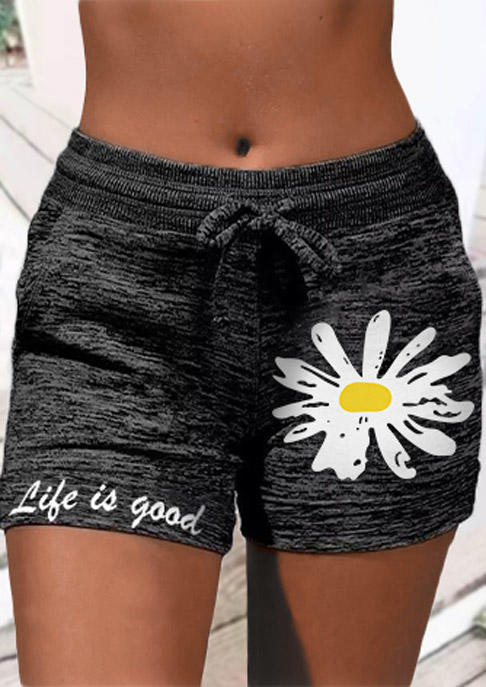 

Life Is Good Daisy Pocket Drawstring Shorts - Black, SCM003631