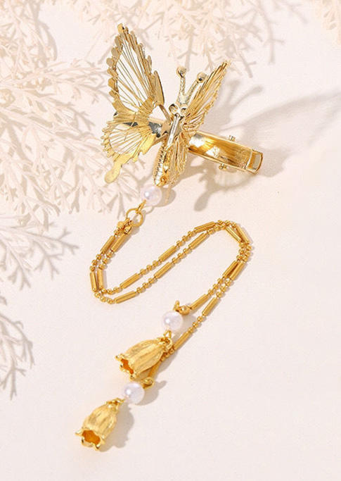 

Butterfly Beading Alloy Hairpin, Gold, SCM003643