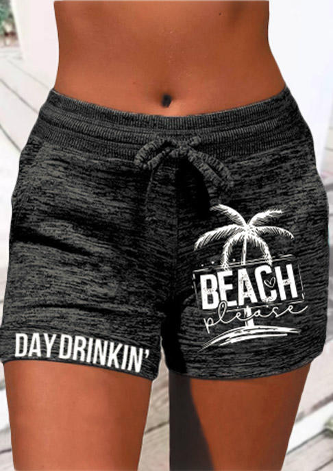 

Day Drinkin' Beach Coconut Tree Shorts - Black, SCM003214
