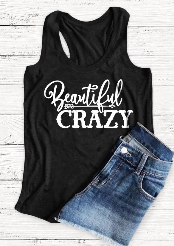 

Beautiful Crazy Arrow Racerback Tank - Black, SCM003286