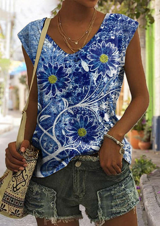 

Daisy V-Neck Casual Tank, Multicolor, SCM003321