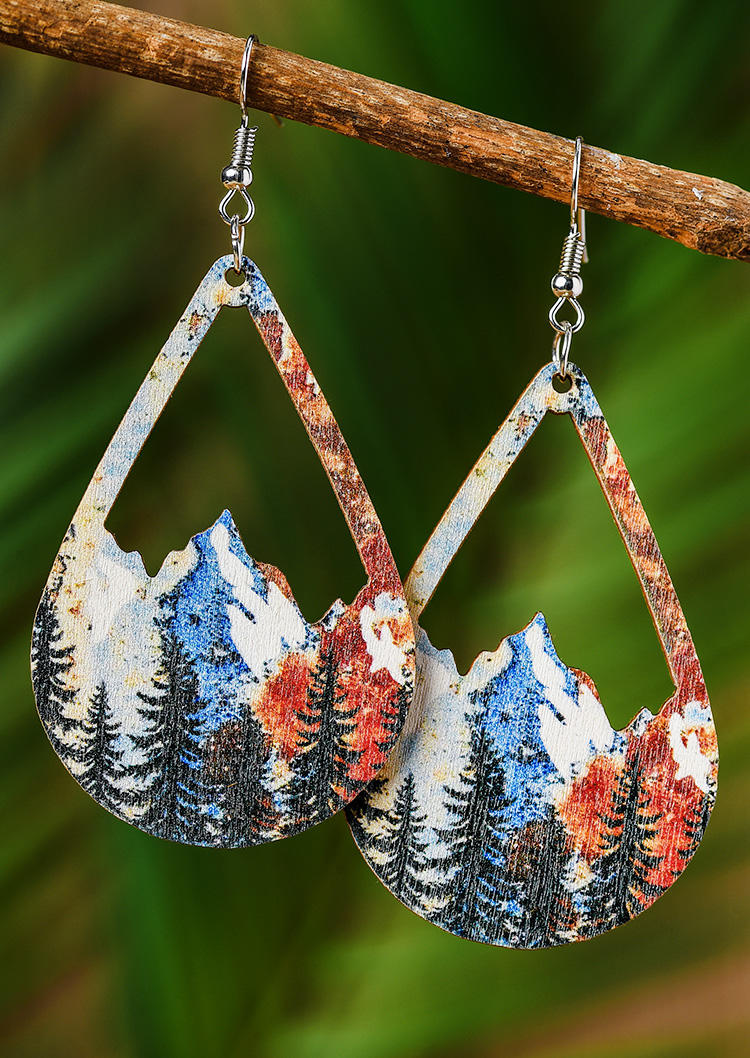 

Tree Snow Mountain Hollow Out Water Drop Earrings, Multicolor, SCM003356