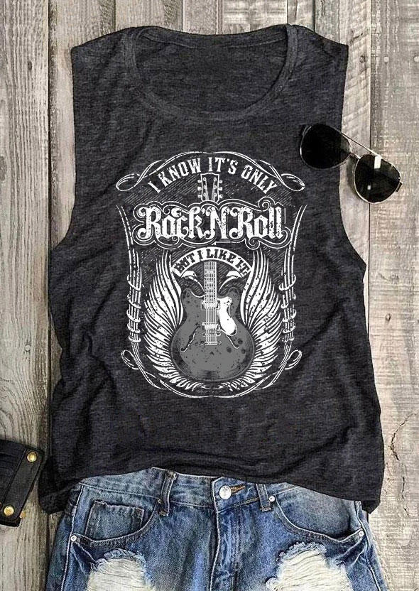 I Know It's Only Rock 'N' Roll Tank - Dark Grey