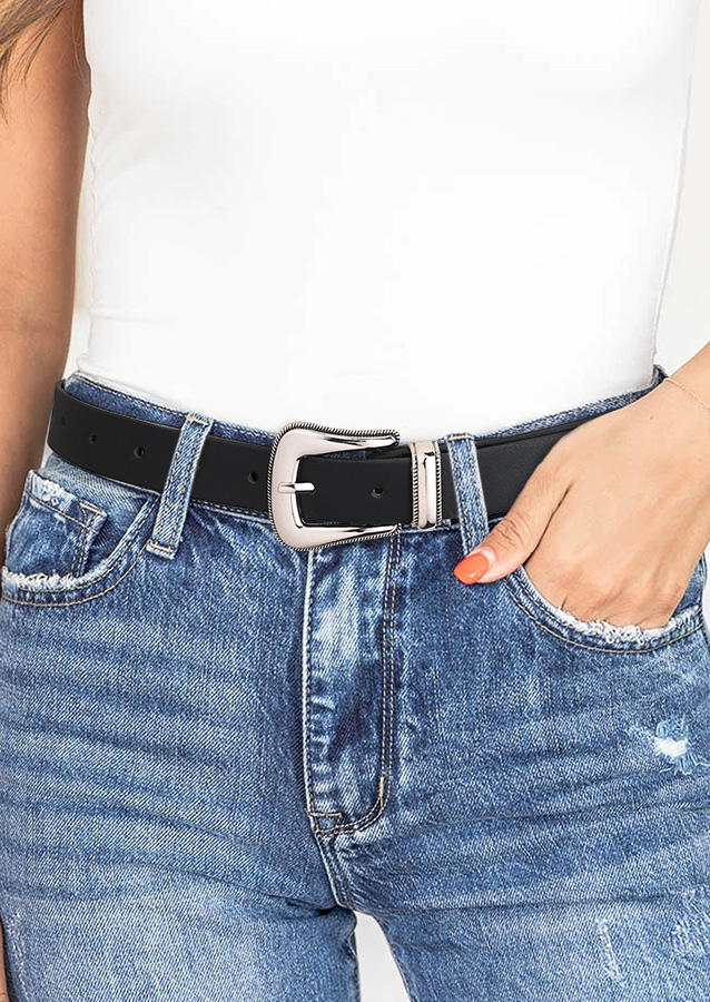 

Adjustable Alloy PU Leather Belt, Black, SCM003600