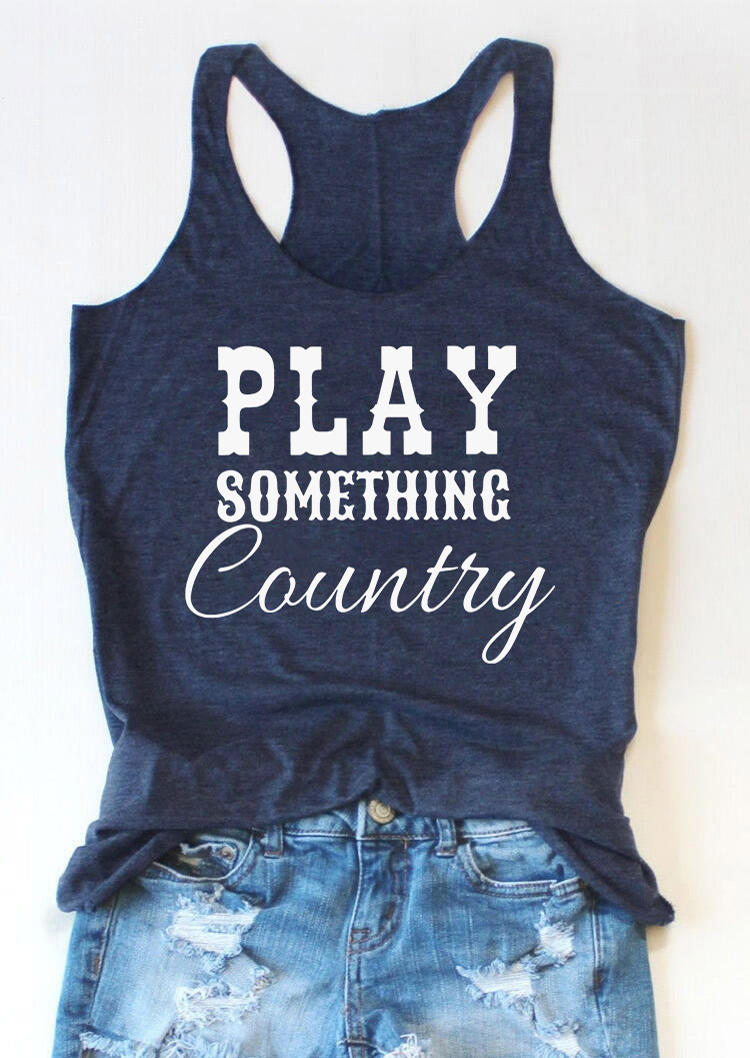 

Play Something Country O-Neck Racerback Tank - Navy Blue, SCM003728