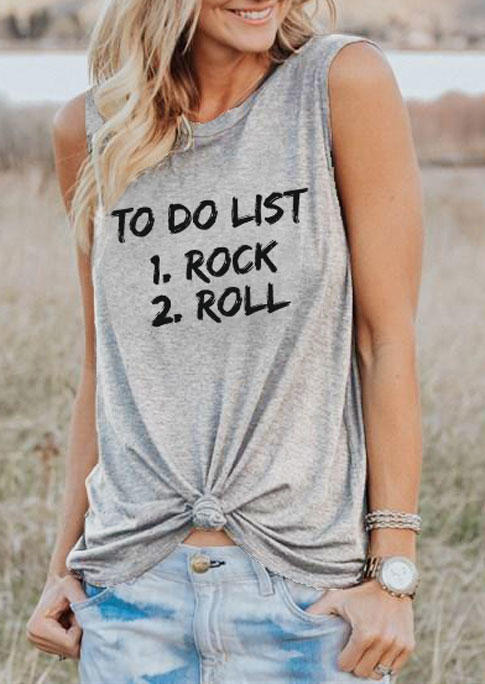 

To Do List Rock Roll O-Neck Tank - Gray, SCM003732