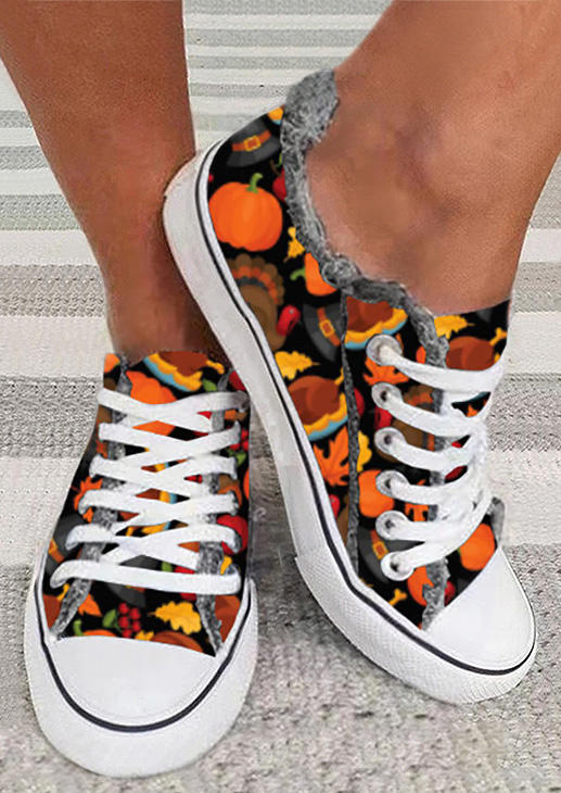 

Pumpkin Turkey Lace Up Sneakers - Orange, 519492