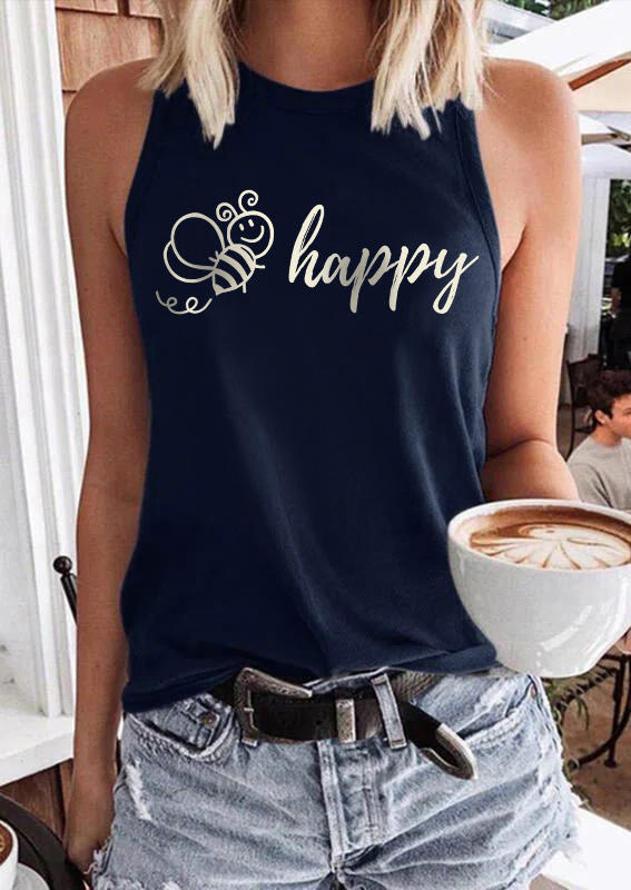 

Happy Bee O-Neck Tank - Navy Blue, SCM003689