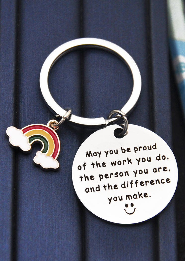 

May You Be Proud Of The Work You Do Rainbow Keychain, Silver, SCM003785