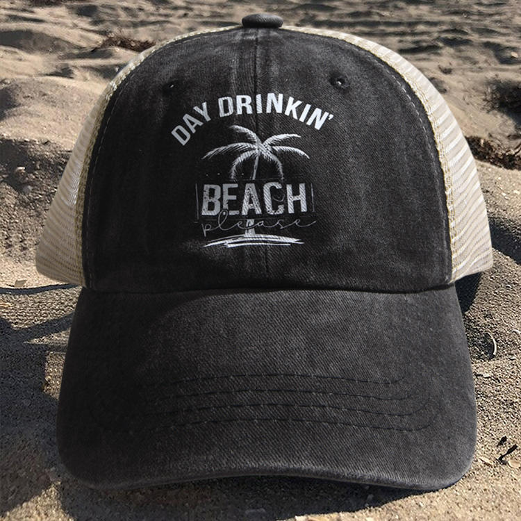 Day Drinkin' Beach Coconut Tree Baseball Cap - Dark Grey