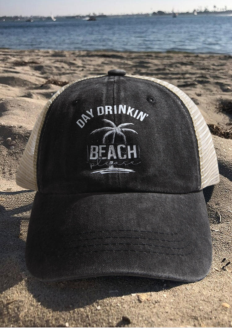 

Day Drinkin' Beach Coconut Tree Baseball Cap - Dark Grey, Gray, SCM003657