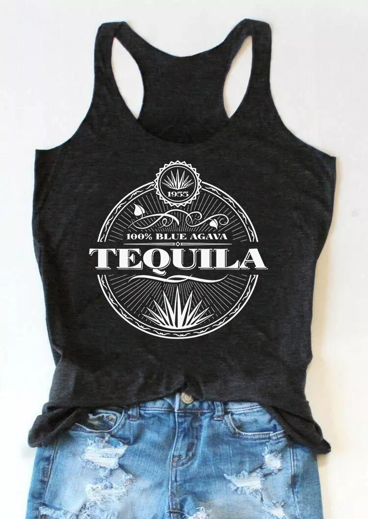

Vintage Tequila Racerback Casual Tank - Dark Grey, Gray, SCM003687