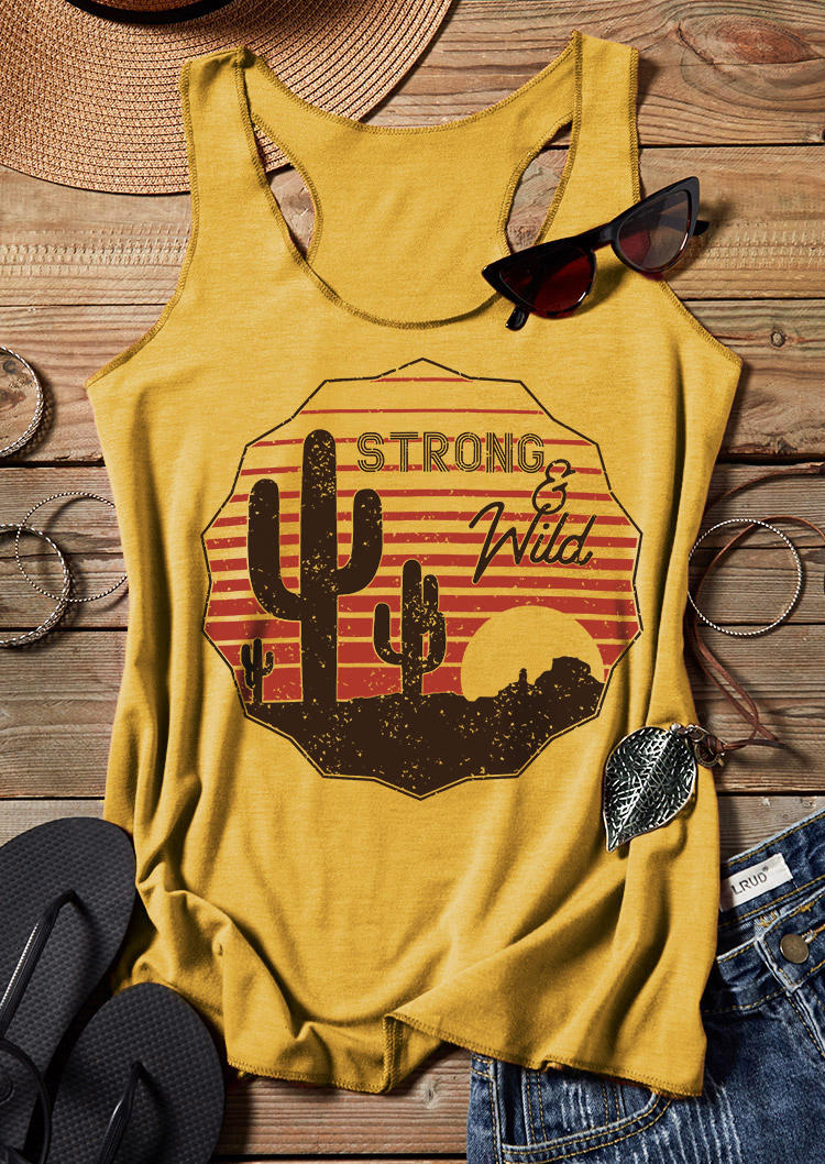 

Strong & Wild Cactus Sunset Racerback Tank - Yellow, SCM003690