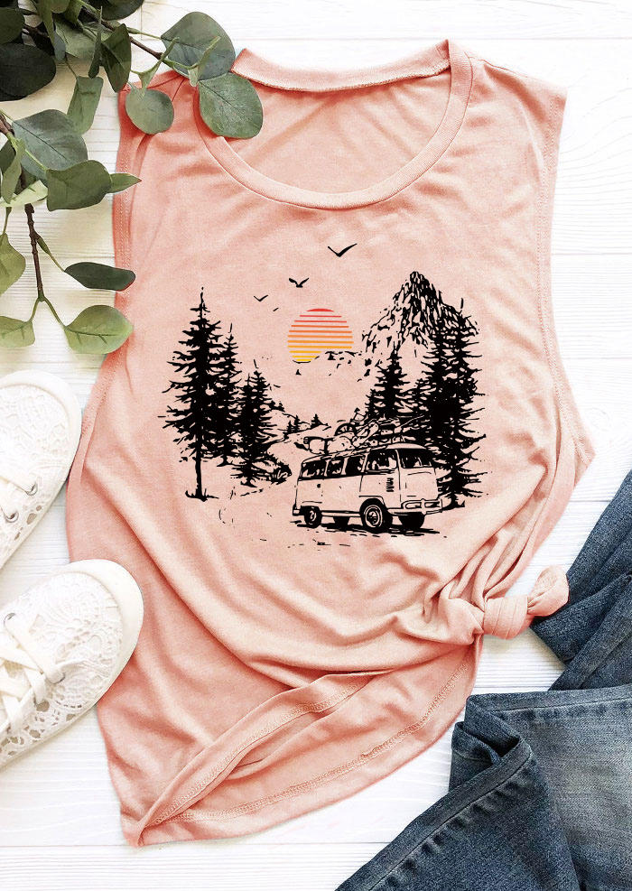 

Outdoor Adventure Camping Sunrise Tank - Pink, SCM003725