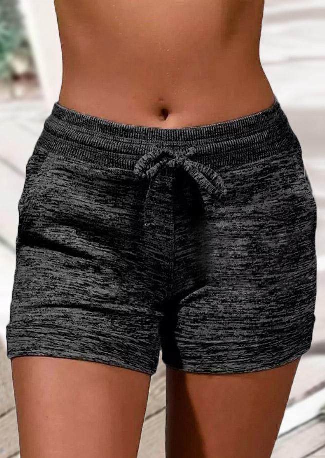 

Pocket Drawstring Elastic Waist Shorts - Black, SCM003772