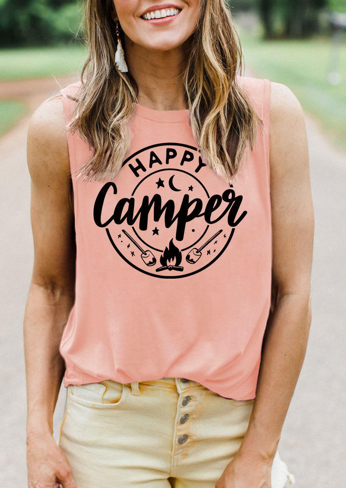 

Happy Camper O-Neck Tank - Pink, SCM003288