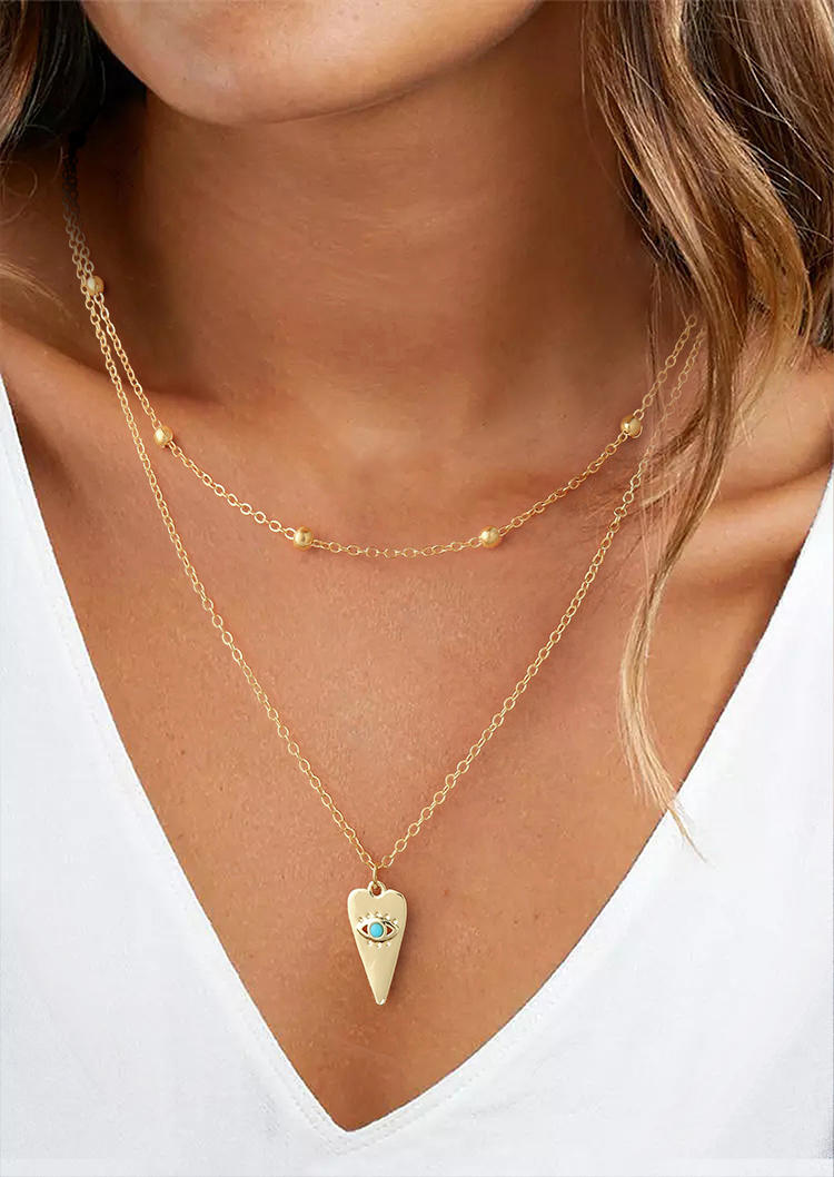 

Eye Hollow Out Dual-Layered Pendant Necklace, Gold, SCM003784