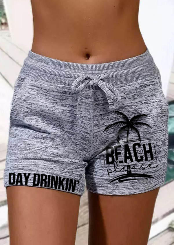 

Day Drinkin' Beach Please Coconut Tree Shorts - Light Grey, Gray, SCM003829