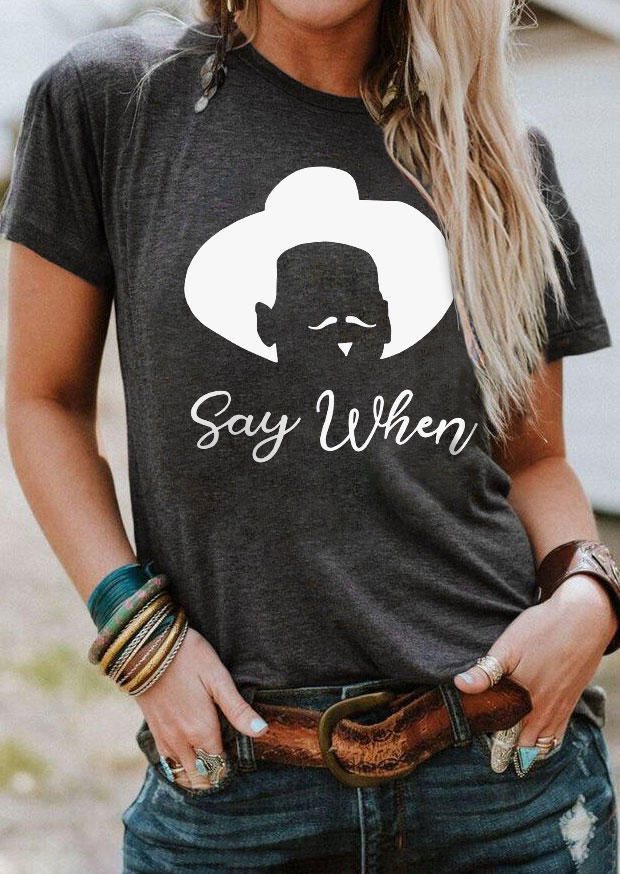 

Say When O-Neck T-Shirt Tee - Dark Grey, Gray, SCM003842
