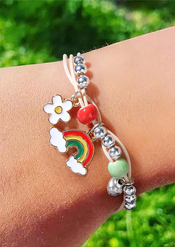 

Daisy Beading Bell Rainbow Bracelet, Multicolor, SCM003616