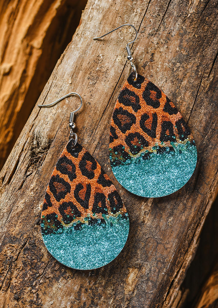 

Leopard Glitter Water Drop Earrings, Multicolor, SCM003641