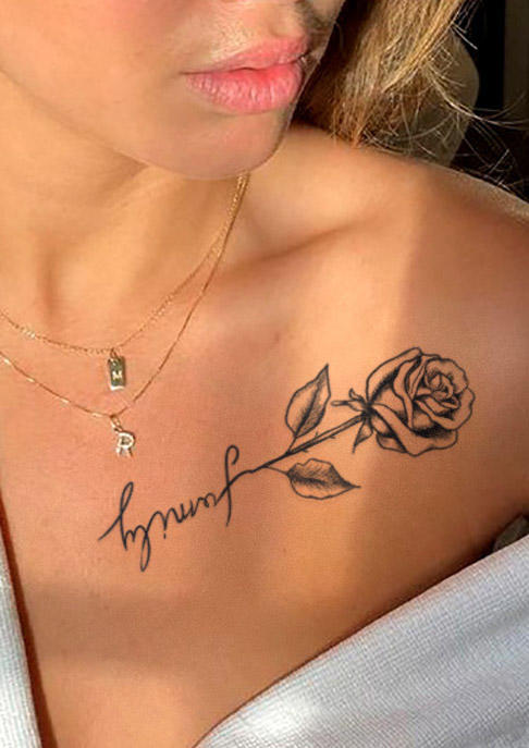 Black Outline Rose Tattoo