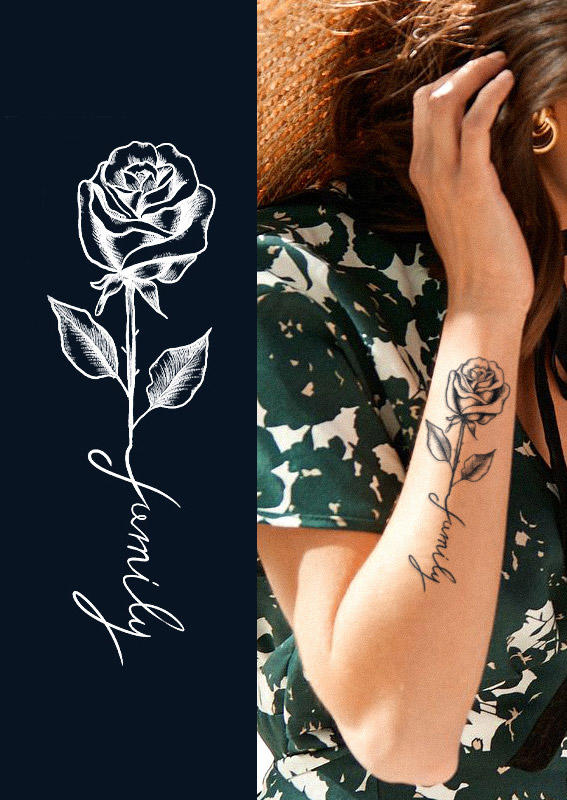 

Black Outline Rose Tattoo, Multicolor, SCM003653