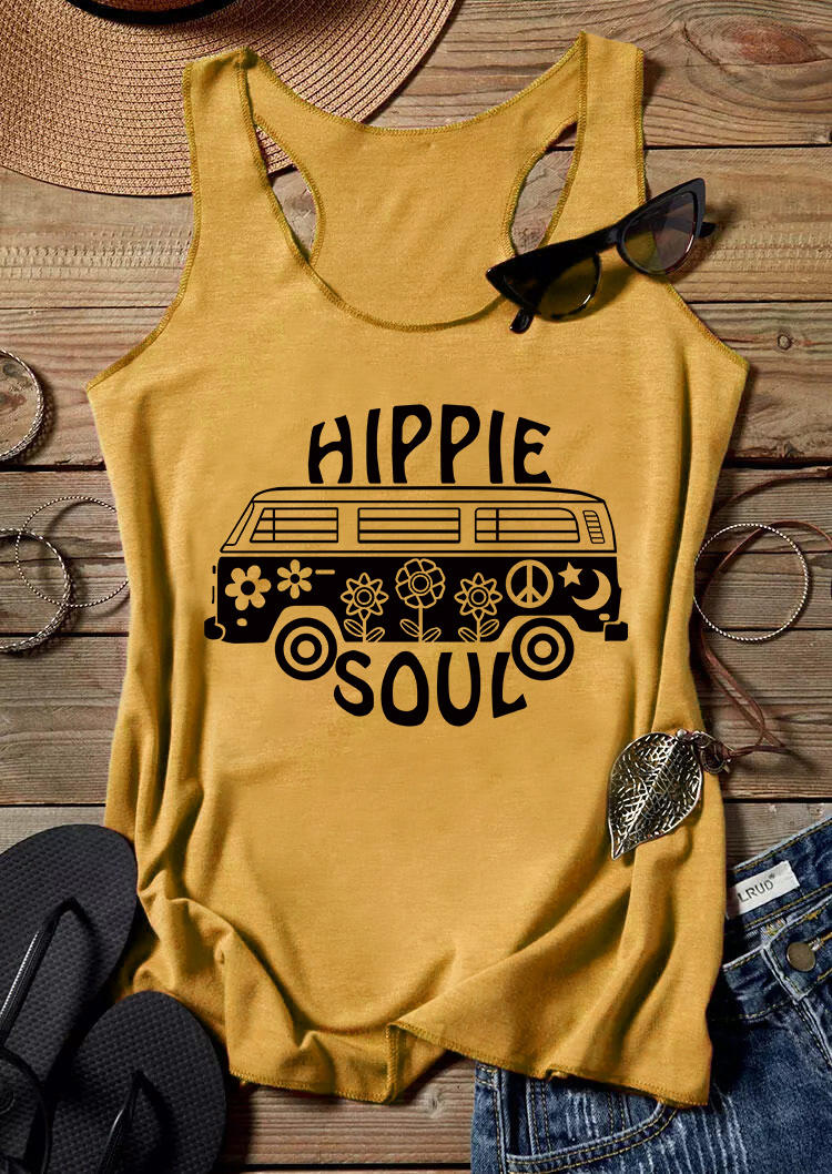 

Hippie Soul Floral O-Neck Racerback Tank - Yellow, SCM003864