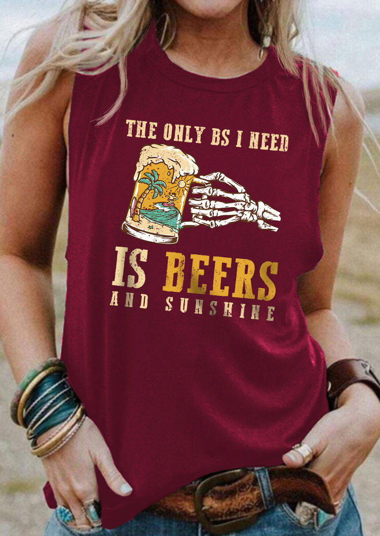 

The Only BS I Need Is Beers And Sunshine Tank - Burgundy, Red, SCM003987