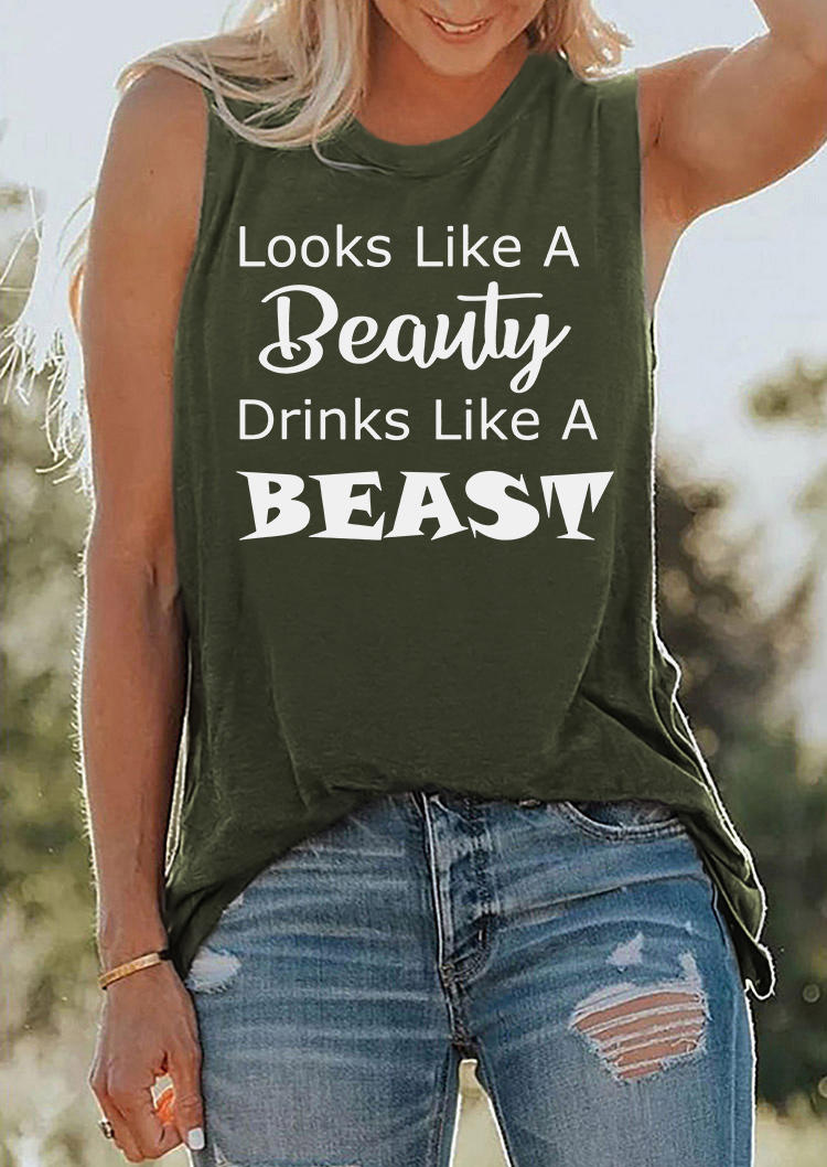 

Looks Like A Beauty Drinks Like A Beast Tank - Army Green, SCM004050