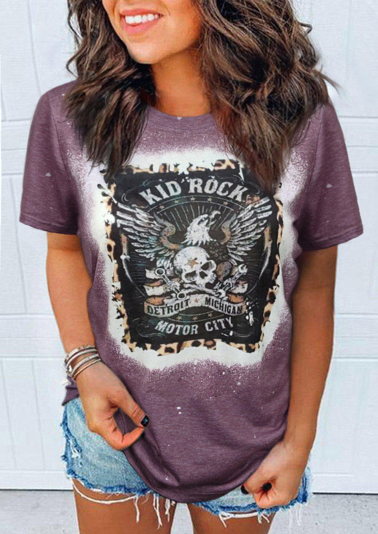 

Kid Rock Leopard Bleached T-Shirt Tee - Light Purple, SCM003330