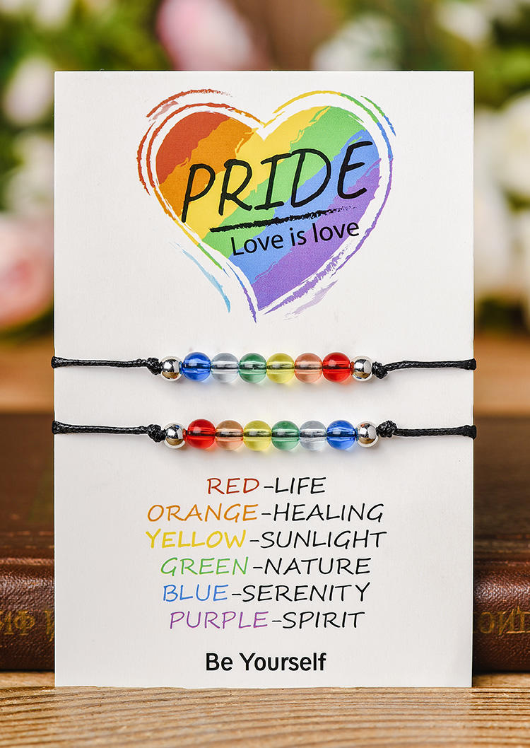 

2Pcs Pride Love Is Love Rainbow Beading Bracelet, Multicolor, SCM003923