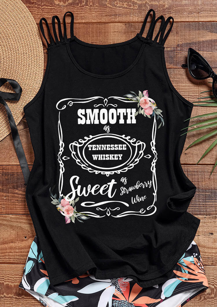 

Smooth As Tennessee Whiskey Sweet As Strawberry Wine Floral Tank - Black, SCM003941