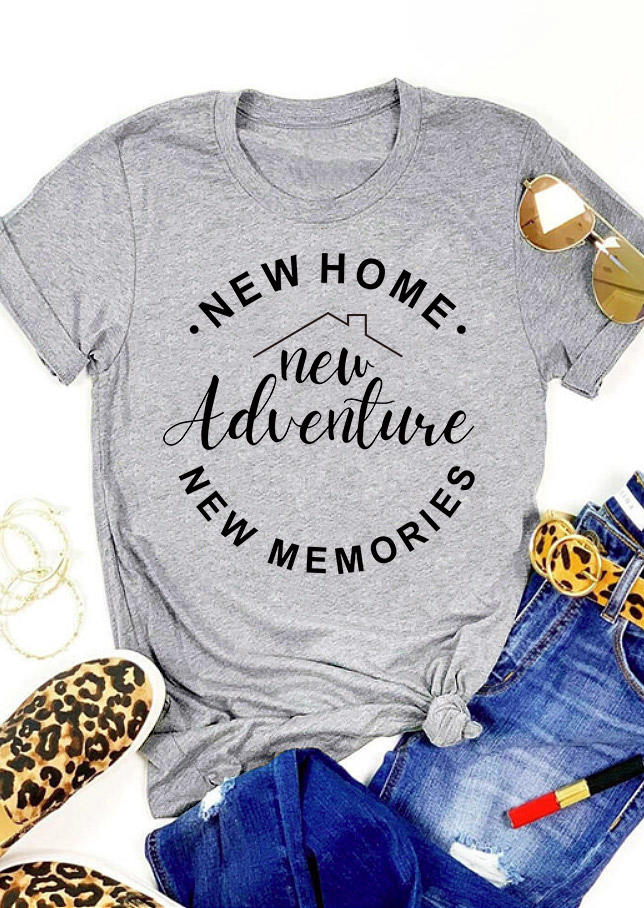 

New Home New Adventure New Memories T-Shirt Tee - Gray, SCM003986