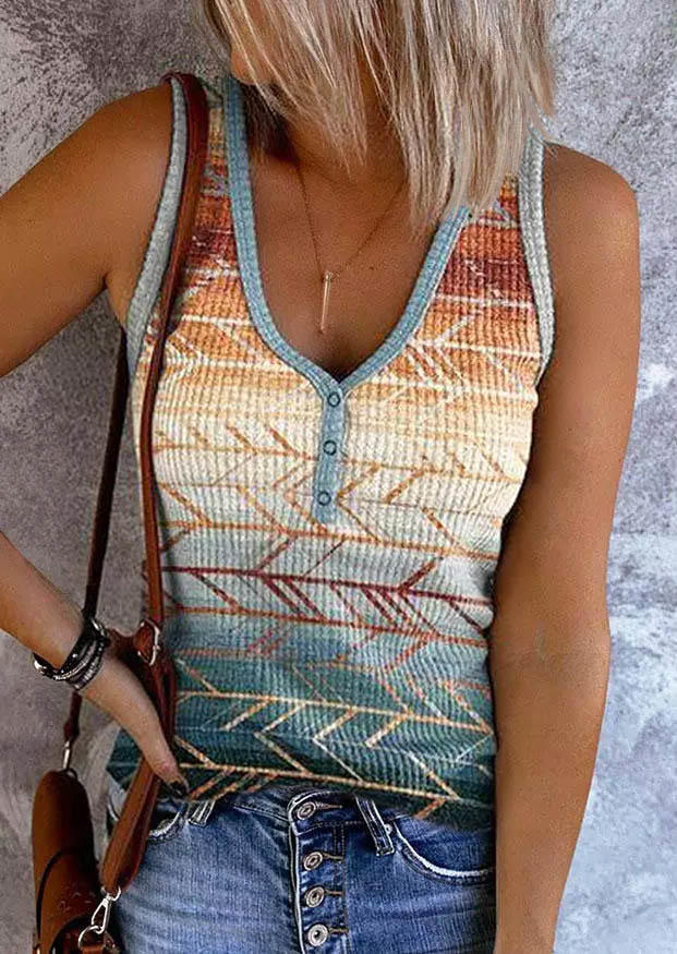 

Gradient Geometric Snap Button Tank, Multicolor, SCM002335