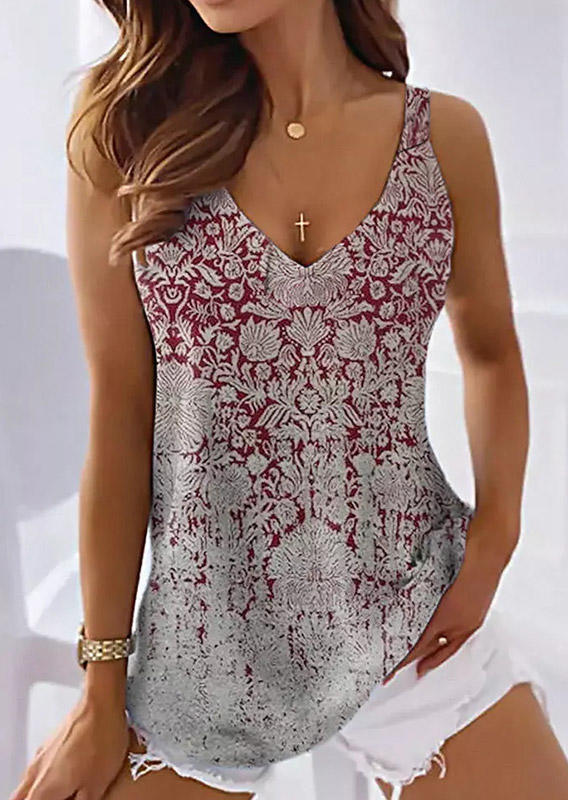 

Floral V-Neck Casual Camisole, Multicolor, SCM002840