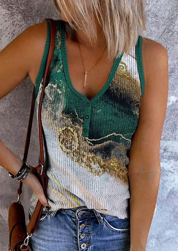

Snap Button Ribbed Casual Tank, Multicolor, SCM002939