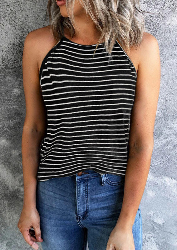 

Striped Halter Casual Camisole, Multicolor, SCM003627