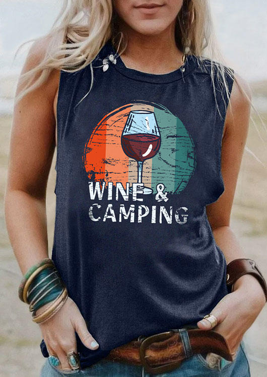 

Wine And Camping O-Neck Tank - Navy Blue, SCM003779