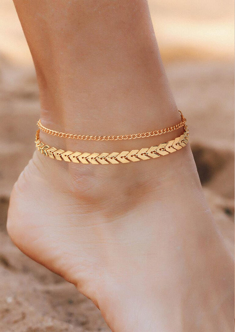 

Wheat Dual-Layered Alloy Anklet, Gold, SCM003873