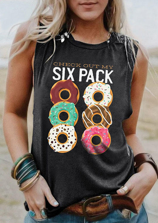 

Check Out My Six Pack Donut O-Neck Tank - Dark Grey, Gray, SCM003884