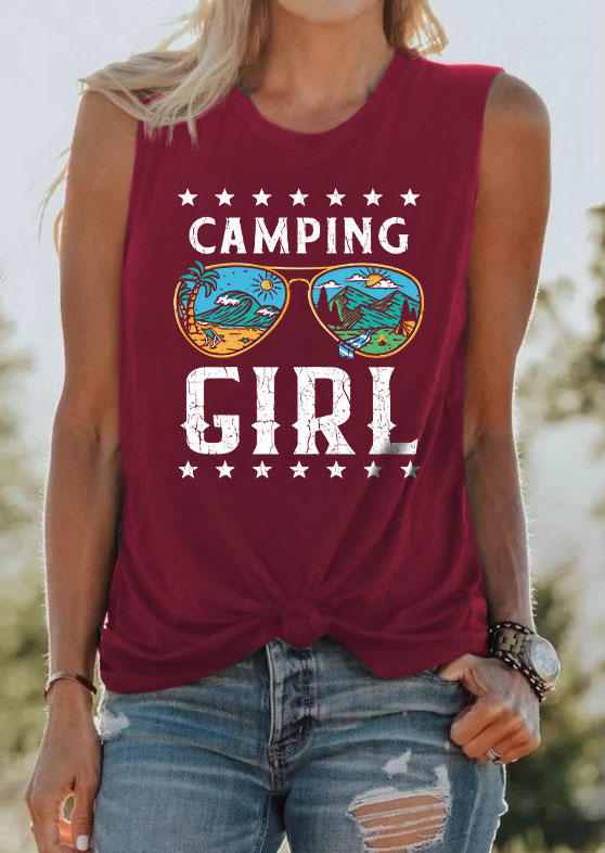 

Camping Girl Glasses Coconut Tree Tank - Burgundy, Red, SCM004089