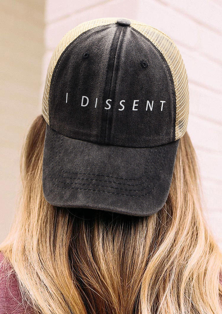 

I Dissent Mesh Splicing Baseball Cap - Black, SCM003922