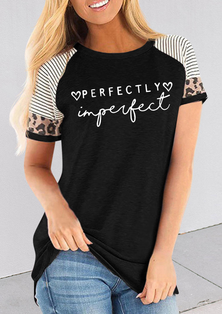 

Perfectly Imperfect Striped Leopard T-Shirt Tee - Black, SCM003988