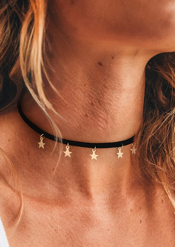 

Star Choker Adjustable Necklace, Gold, SCM004071