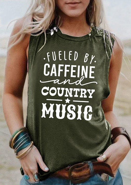 

Fueled By Caffeine And Country Music Tank - Army Green, 535060