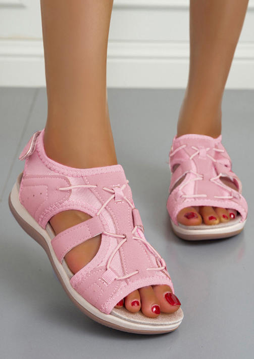 Criss-Cross Velcro Closure Sandals - Pink