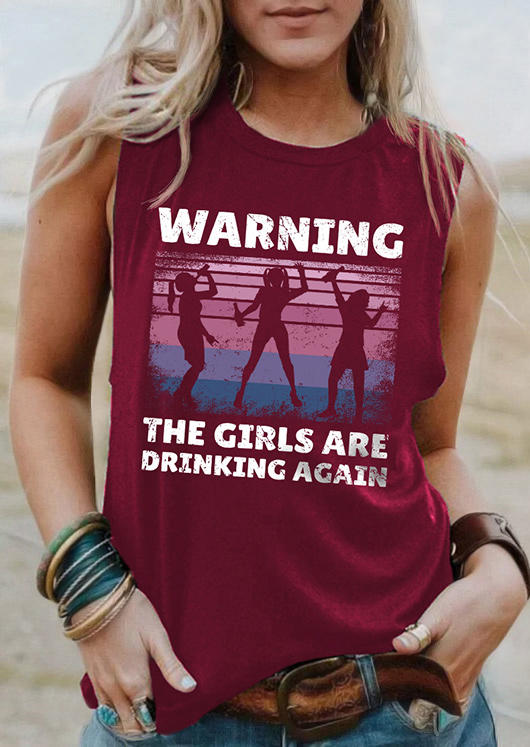 

Warning The Girls Are Drinking Again Tank - Burgundy, 536041