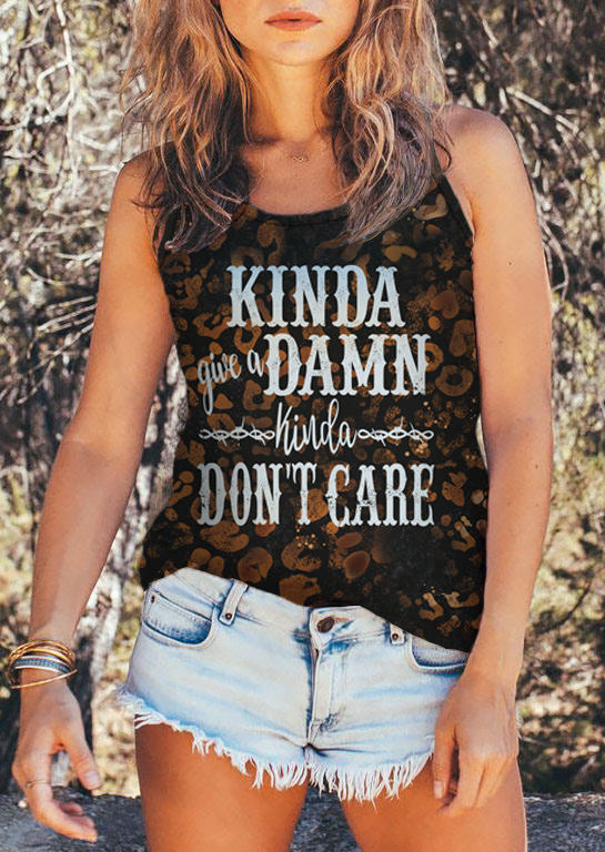 

Kinda Give A Damn Kinda Don't Care Leopard Racerback Tank, Multicolor, SCM001844